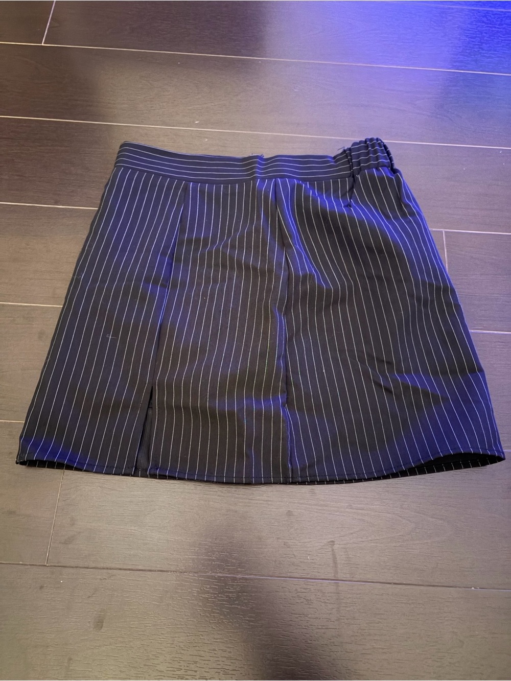 Classic Pinstripe A-Line Skirt in Black